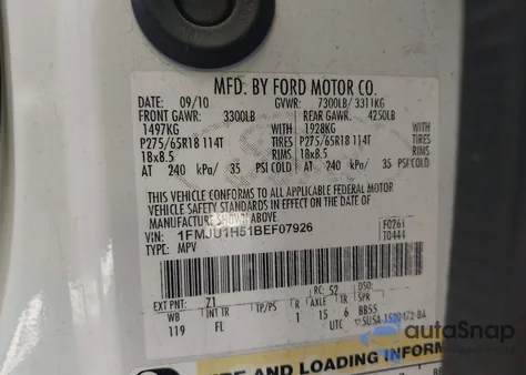 2011 Ford Expedition Xlt z USA, uszkodzony, nr VIN 1FMJU1H51BEF07926